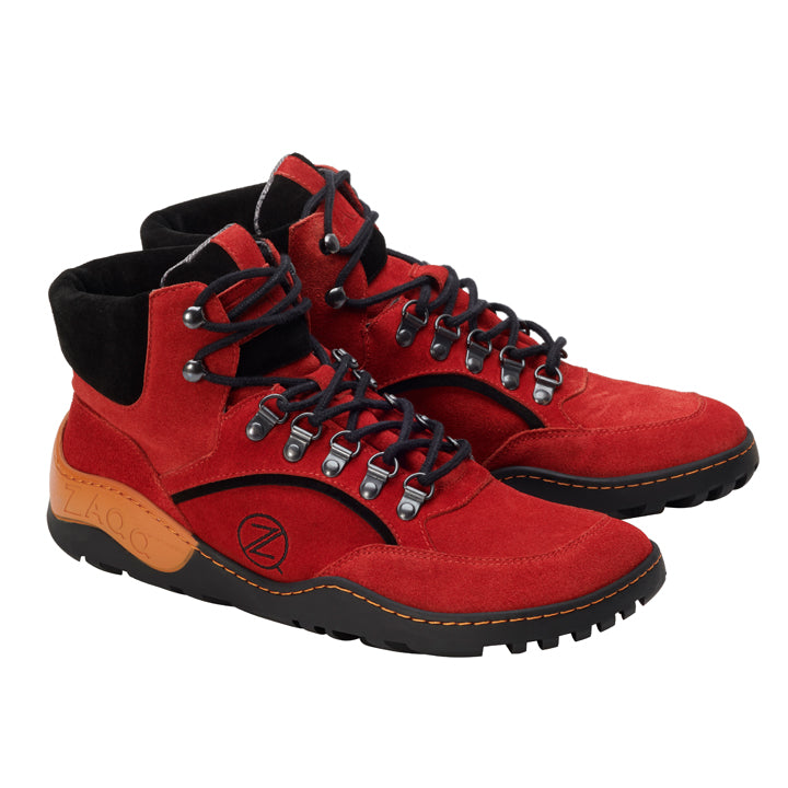 Wir präsentieren die TERRAQ Orange Waterproof-Stiefel von ZAQQ, ein auffälliges Paar Wanderschuhe in einem kräftigen Orangeton, ergänzt durch schwarze und hellbraune Details. Diese Stiefel verfügen über robuste schwarze Schnürsenkel, langlebige ZAQQ TERRA-Sohlen für unübertroffenen Stil und Belastbarkeit, Metallösen und das ikonische Z-Logo an der Seite. Dank der wasserdichten Funktionalität können Sie Ihre Reisen voller Zuversicht antreten.